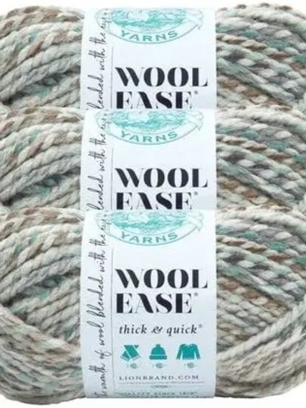 Lion Brand Wool-Ease Thick & Quick Seaglass 542C Yarn Lot of 3 Skeins
